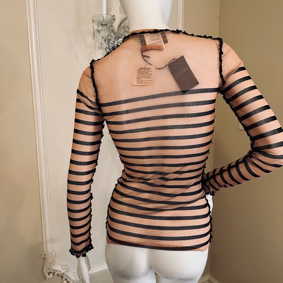 Jean Paul Gaultier striped printed mesh Top SIZE S - Picture 8 of 16